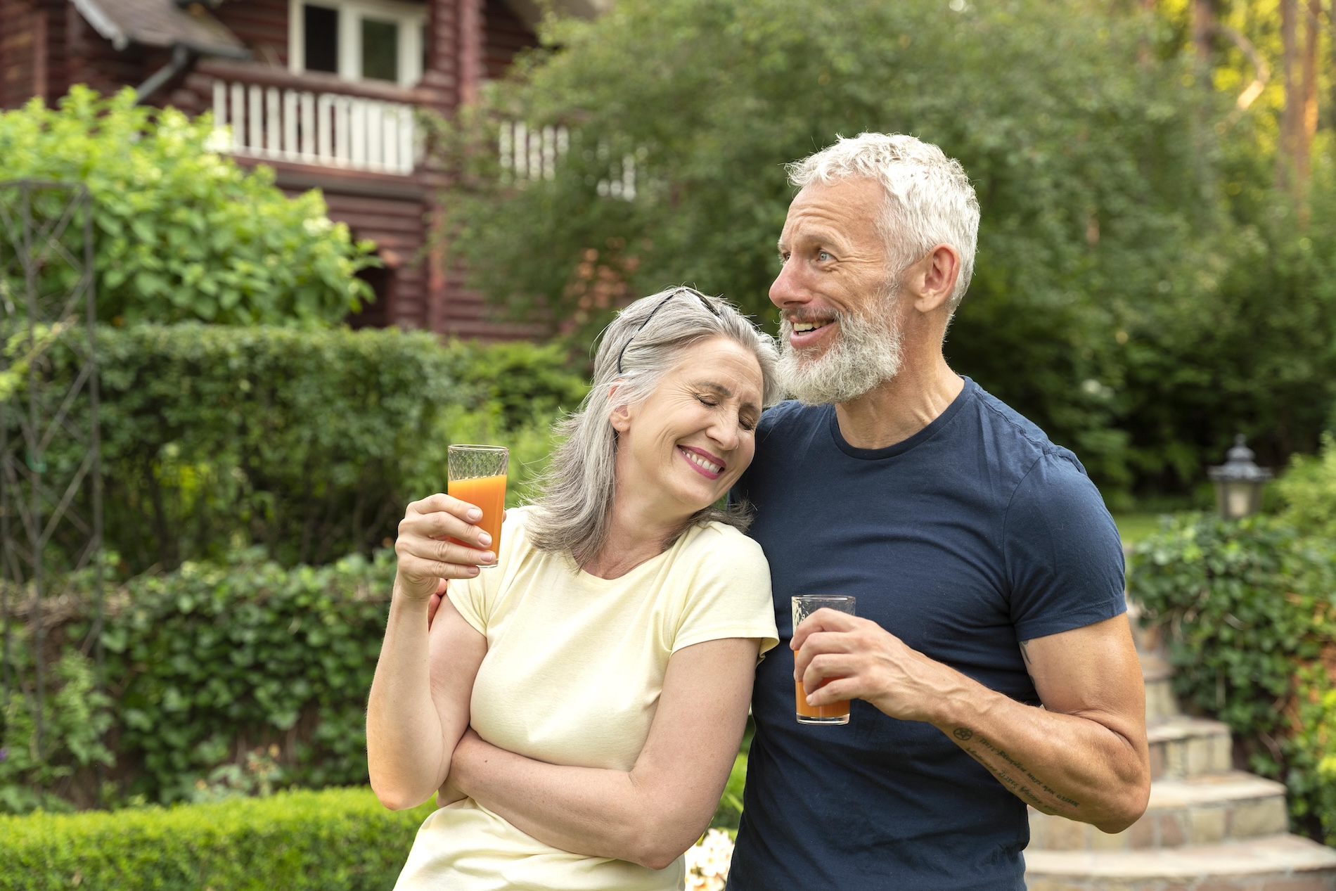 medium shot senior romantic couple